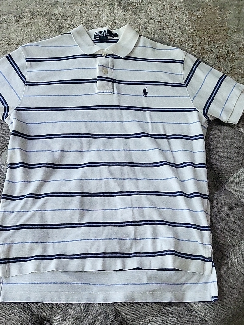Ralph Lauren White Polo with Navy Stripes
